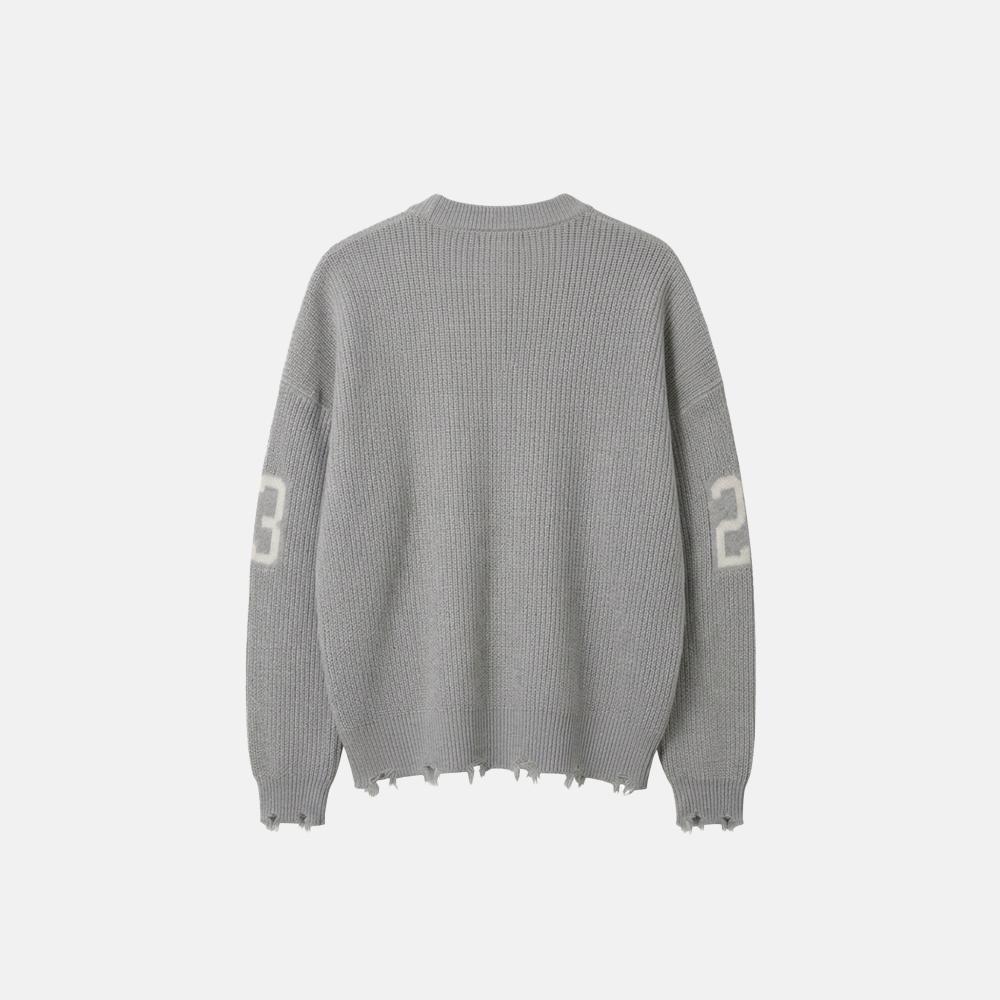 Super Flea Market+WRSTBHVR+grey distressed knit sweater+Richard Riakporhe+2